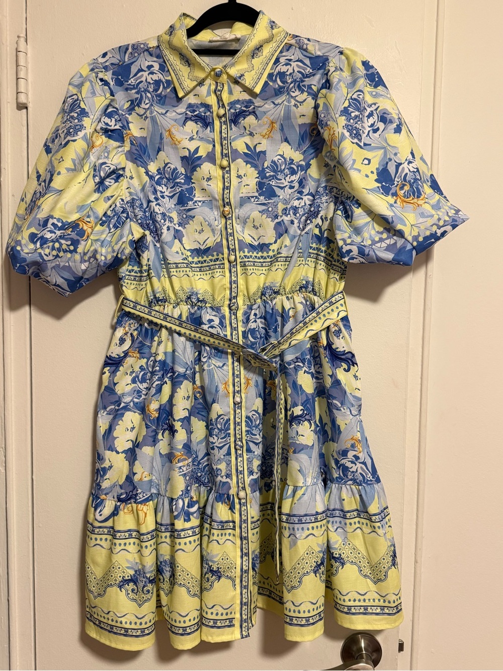 Billy J. Kalliope Mini Dress Blue/Yellow- Size 10